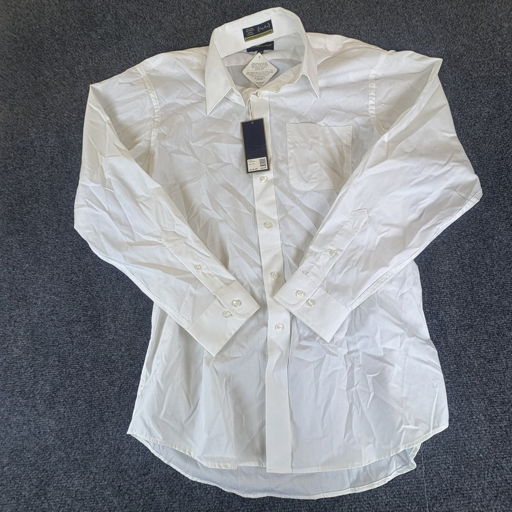 Cambridge Classics Dress Shirt Mens 16 White Comfort Easy Care Wrinkle Resistant